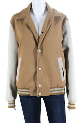Zara Women's Snap Front Hip Length Varsity Jacket Tan Size S • $42.69