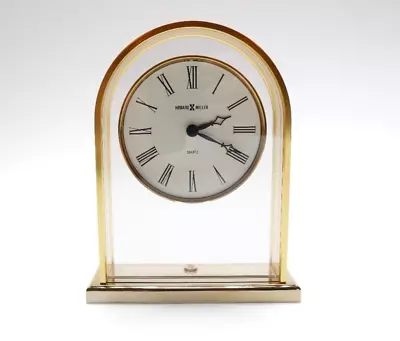 Vintage Howard Miller Mantle Clock Brass Carriage W Quartz Movement • $44.99