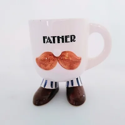 Vintage Enesco Father Mug Mustache Coffee Mug Tea Cup Pedestal 8oz Japan • $12.99