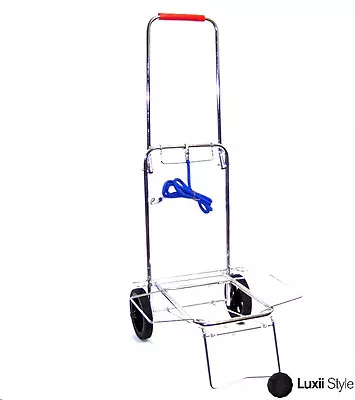 Chrome Folding Utility Cart Luggage Hand Dolly Portable Travel Laundry • $39.99