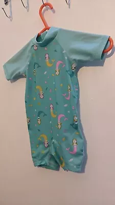 Girls Green Mermaid UV Beach Suit 6-9-12 Months  • £3.99