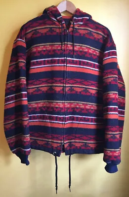 $39.99 • Buy Vintage USA Made Wool Aztec Navajo Blanket Hooded Jacket Size M