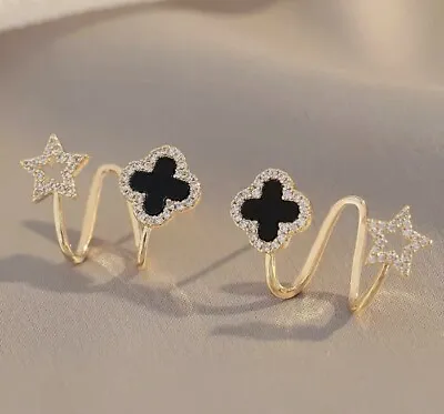 Beautiful Gold Diamond Stud Clove Clover Earrings • $9.94