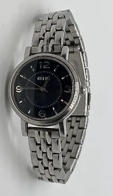 $9.90 • Buy RELIC Ladies Watch Silver 6” Stainless Band New Battery Black Dial Water Resist