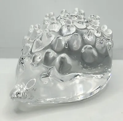 Vintage Hadeland Norway Clear Glass Hedgehog Figurine Paperweight Discontinued • $14.99