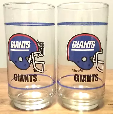 2 Vtg NFL Collectible 1980's New York Giants Mobil Oil Novelty Drinking Glasses • $28.49