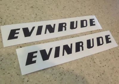 Evinrude Vintage Outboard Motor Decals 8  BLACK 2-Pk FREE SHIP + FREE Fish Decal • $8