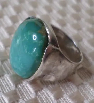 Vintage Native American Sterling Green Turquoise Ring Size 4.25 6.7g (Grp. 2) • $59.99