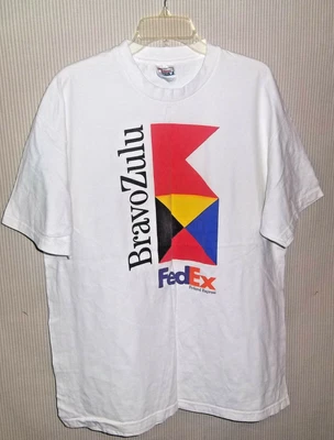 £74.76 • Buy Vintage 1990's FedEx Bravo Zulu T-Shirt Size XL Federal Express 90s White Hanes