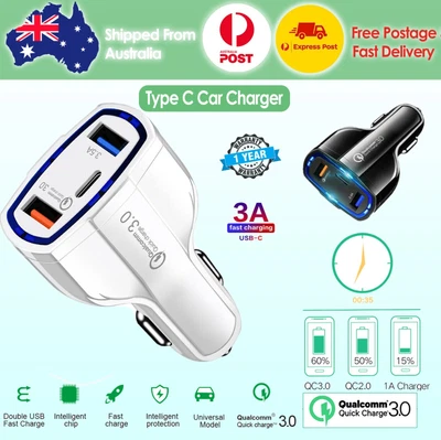 3 Port USB PD Quick Fast Car Charger QC3.0 Adapter Cigarette Lighter Socket • $8.80