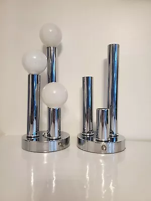 Vintage MCM  Chrome Table Lamps Pair Space Age 1970s H 15  • $990