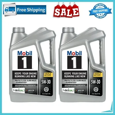 Mobil 1 Advanced Full Synthetic Motor Oil 5W-30 5 Quart 2 Packs FREE SHIP • $51.89