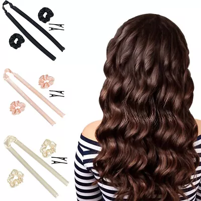 £4.33 • Buy Hair Curling Wrap Kit Heatless Hair Roll Rod Headband No Heat Curls Silk Ribbon