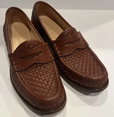 JCREW Winona Penny Loafers In Woven Italian Leather- Md In Morocco- Women’s SZ 9 • $49