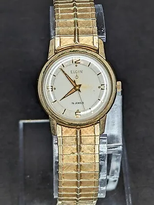 Vintage Elgin 19 Jewels Mens Wrist Watch Not Running Parts Or Repair 10kt RGP • $31.99