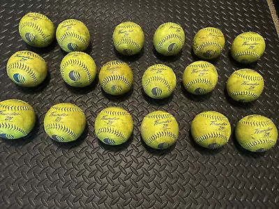 Lot Of 18 Practice Slow Pitch 12” Softballs Dudley Thunder ZN Yellow 12 Inch Use • $65.90