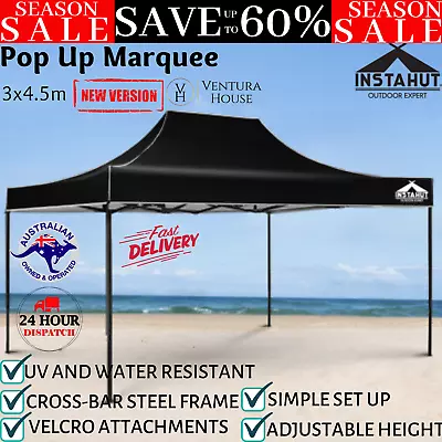 $149.85 • Buy Instahut Gazebo Pop Up Marquee 3x4.5m Outdoor Tent Fold Up Folding Gazebos Black