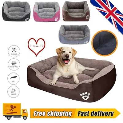 Dog Bed Cat Beds Soft Washable Fleece Puppy Cushion Warm Pet Basket Large Dog • £13.99