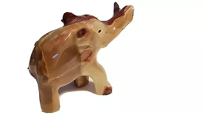 Vintage Marble Onyx Stone Hand Carved Elephant Figurine Statue 4 Inches Tall • $19.99