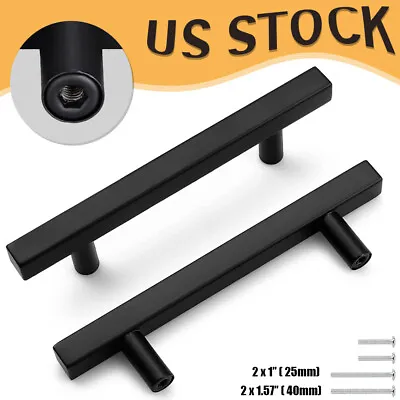Stainless Steel Cabinet Handles Bar Pulls Square Kitchen Hardware Black 2 -10  • $74.33