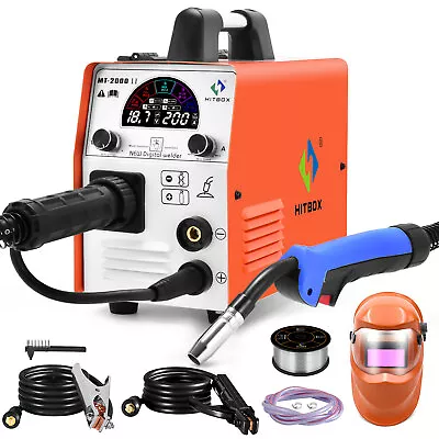 HITBOX 3in1 MIG Welder MIG ARC Lift TIG Welding Machine 200A Gas Gasless /Helmet • £239.99