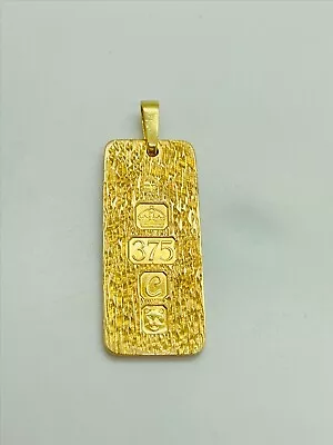 9ct Yellow Solid Gold Ingot Pendant • £300