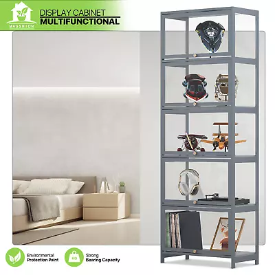 23  Display Cabinet 5 Tier Flip Up Acrylic Door Bookshelf Toys Storage Showcase • $127.99