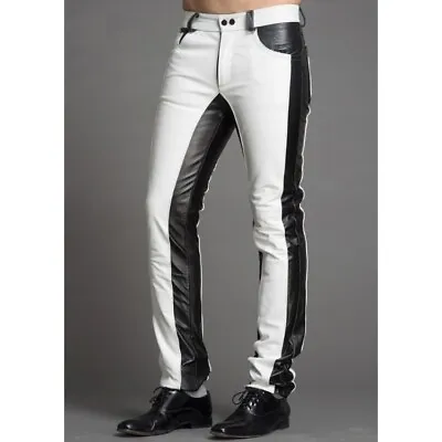 Leather Pants Real Jeans Mens Premium Stitches Men S Motorcycle Style White 63 • $108.80