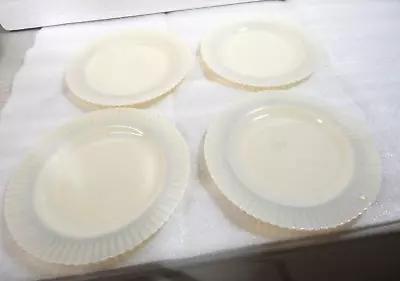 FOUR Monax Petalware Cremax Macbeth Evans Glass  9 1/4” Dinner Plates • $15