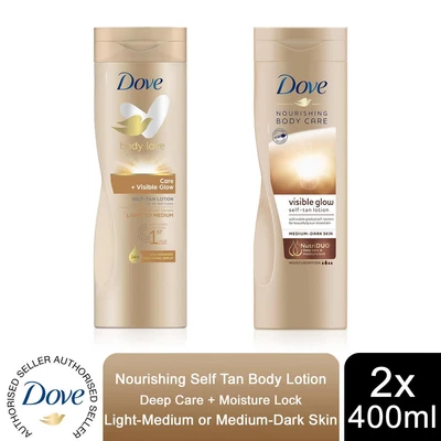 £13.49 • Buy Dove Self Tan Body Lotion Nourishing Deep Care + Moisturising Lotion, 2x400ml