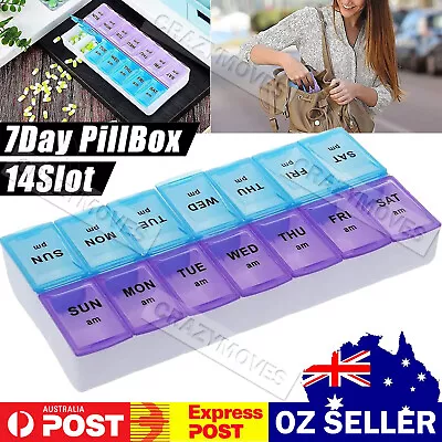 14 Slot 7 Day Pill Box Dispenser Medicine Organiser AM Case Medication VIC • $9.99