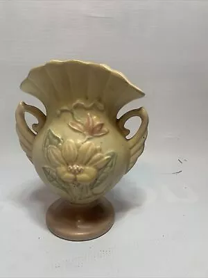 Rare Hull Vase Art Pottery Fan Vase Magnolia 12-6 1/2 Inch 1940s USA Yellow 070 • £19.29