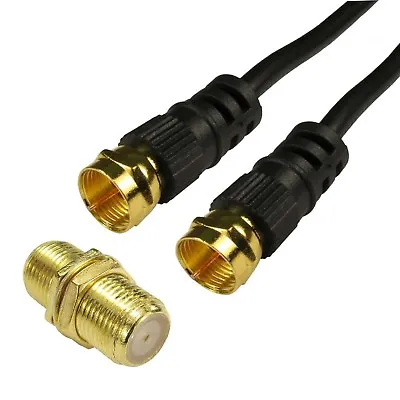 1-20M Satellite Cable Extension F Connector For Sky Lead TV Freesat Virgin Black • £8.65