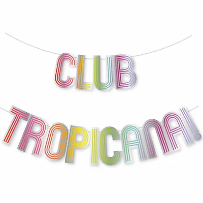 Club Tropicana Party Bunting Tropical Disco 1980s Party Banner Decoration • £3.50