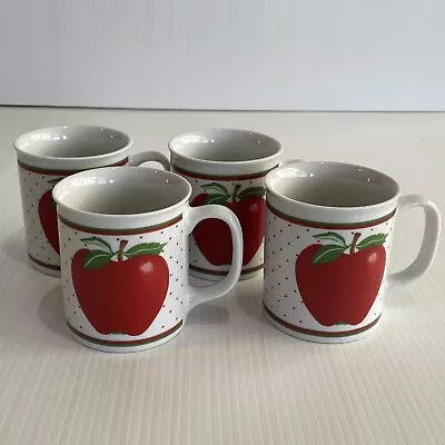 Vintage Retro Set 4 Curzon Red Apple Coffee Mugs - 300ml • $35.95