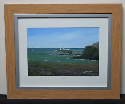 Original Framed Acrylic : South Stack Lighthouse Isle Of Anglesey D Doutch 2017 • £25