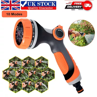 Garden Hose Pipe Spray Gun Water Sprayer 10 Function Nozzle Multi Adjustable UK • £8.98
