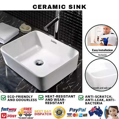 Cefito Ceramic Bathroom Basin Sink Vanity Above Counter Basins Bowl Black White • $78.77