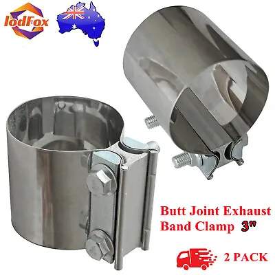 Exhaust Clamp Stainless Butt Joint 2pack  Band Clamp Exhaust Sleeve 3 Inch • $30