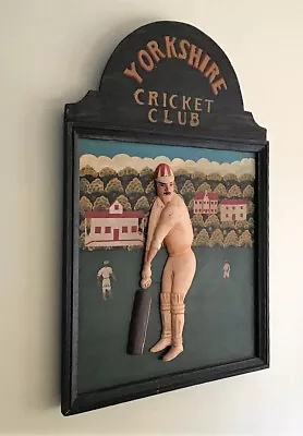 YORKSHIRE [county] CRICKET CLUB. Large Handmade 3D Antique Wooden Sign. 1930s? • £200