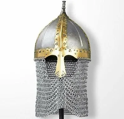 Medieval Russian Boyar Bassinet 14 Gauge Functional Helmet Chainmail With Liner • $190