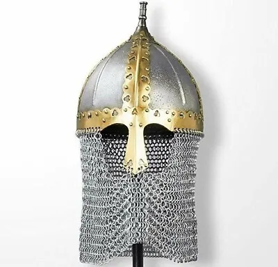 Medieval Russian Boyar Bassinet 16 Gauge Functional Helmet Chainmail With Liner • $135