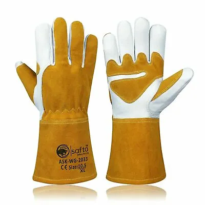 £12.96 • Buy Welding Gloves Welders Work Safety Heat Resistant Premium Leather Mig Tig BBQ