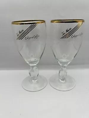 VINTAGE TIA MARIA Calypso Coffee Liqueur 2 X Luxury Gold Rimmed Cocktail Glasses • $12.95