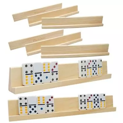 Domino Racks Set Of 8  Wooden Domino Trays Holders For Mexican Train Chicken • $32.59