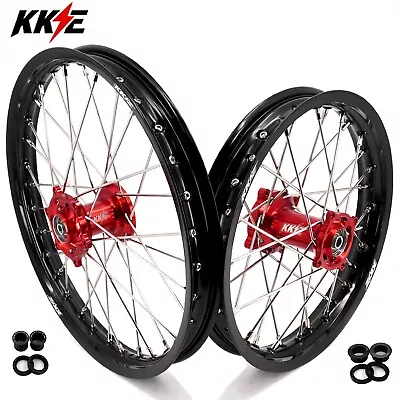 KKE 19/16 Dirt Bike Wheels For Kawasaki KX80 KX85 1993-2023 KX100 2014-2021 Red • $449