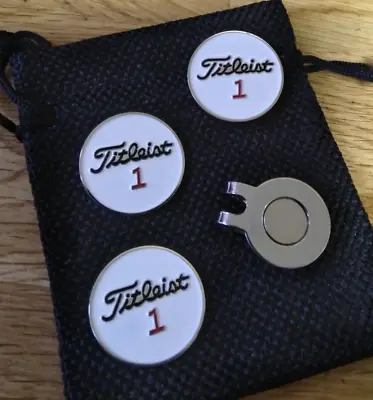 £5.79 • Buy 3 X White Titleist Ball Markers: Bonus Magnetic Free Clip &  Pouch
