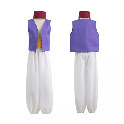 Arabian Prince Aladdin Costume Men Cosplay Carnival Fancy Dress Vest Pants Hat • £24.86