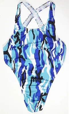 R728 Mens X Crossing Back Bodysuit Thong Leotard OnePiece Rainbow Colors Prints • $15.99