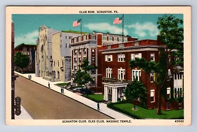 Vintage Club Row Scranton-elks Club-masonic Temple Pa ~ Postcard Cs • $3.99